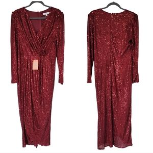 Womens XL - NWT Ivy City starstruck sequin longsleeve dress in red wine